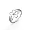 Summer Fashion Fresh Hollow Five Petal Flower Rhinestone Ring For Women Elegant Openwork Floral Band Jewelry Gift
