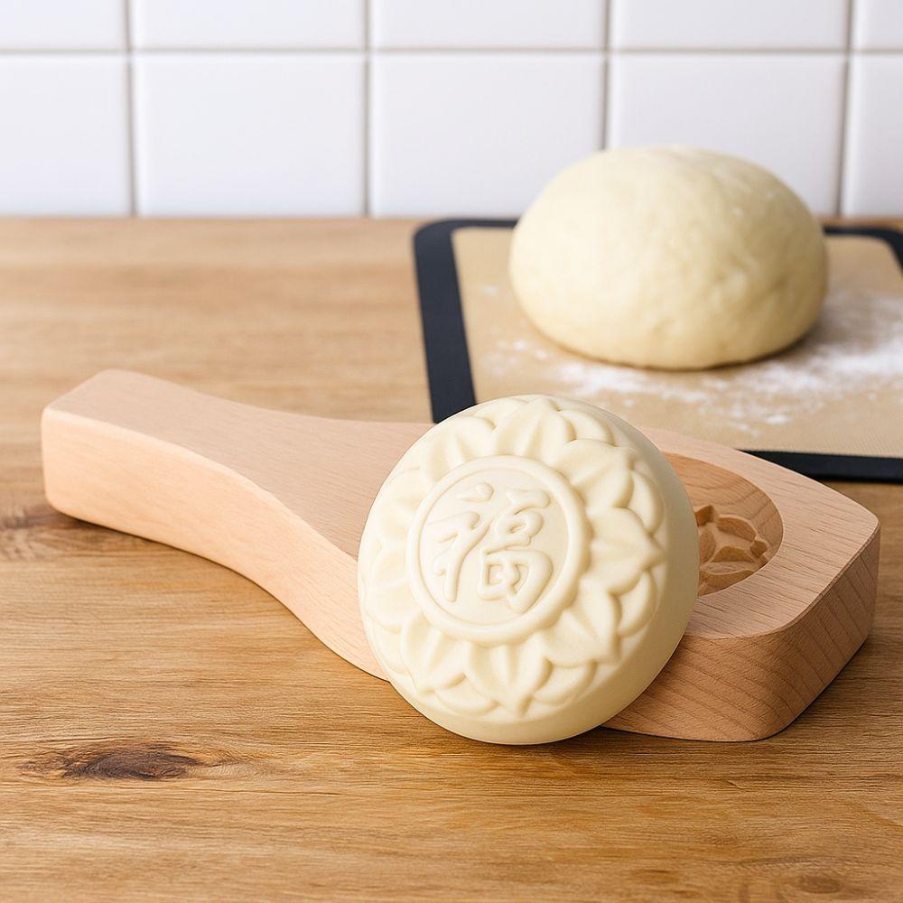 3D Wood Baozi Mold Carved Steamed Stuffed Bun Tool Press Mould Mooncake Molds  Kitchen