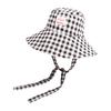 Front and back two, wearing plaid fisherman hats, children's large brim lace-up, face-showing small sun hat, color-edged versatile sunscreen basin hat