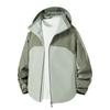 Unisex Windproof Softshell Jacket with Print, Hooded Sports Outerwear for Spring & Autumn