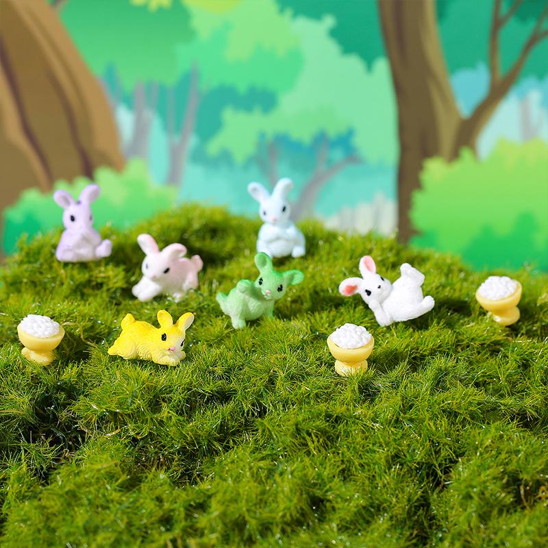 Rabbit Paradise: Cute Cartoon Rabbit Miniature Garden Ornaments - Colorful Resin Accessories & Crafts