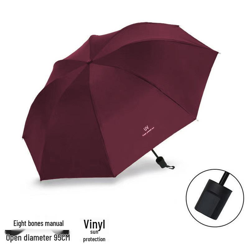 Automatic UV Three-Fold Umbrella - Black Glue Sun/Rain Protection with Printed Logo