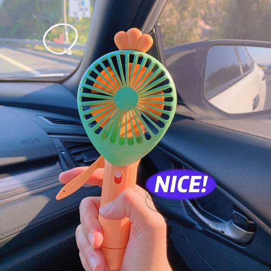 Pineapple Carrot Handheld Fan Press Misting Summer Cooling Fan Lightweight Portable Travel Outdoor Manual Mist Spray Personal Fan