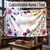 Floral Garden Theme Throw Blanket Custom Name Text Personalized Blanket Soft Cozy Blanket for Home Sofa Bed