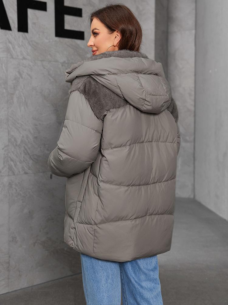 Cinemore Zimní péřová bunda Dámská Krátká Klasický design na zip Kapsa Stojáček Kapuce Slim Kabát Dámské Parky 9031