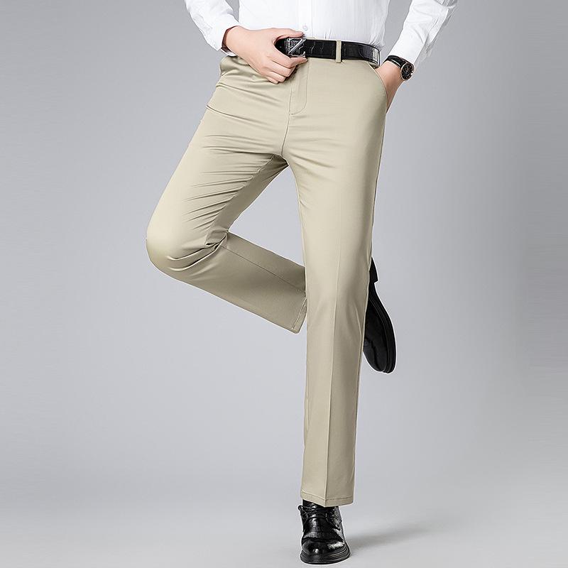 2026 Spring/Summer Men's Tencel Cotton Casual Pants – Mid-rise, Solid Color, Straight Leg, Versatile & Fashionable