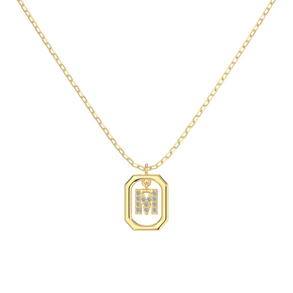 925 Silver Alphabet Pendant Necklace with Zircon Detailing - Women's Elegant & Unique Design
