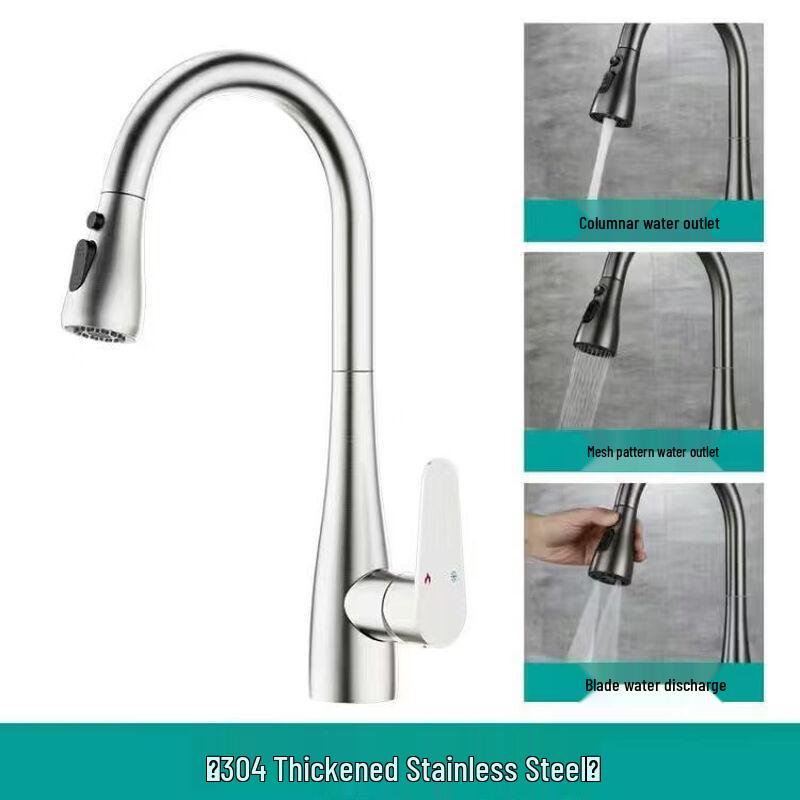 OEING 304 Stainless Steel Pull-Out Kitchen Faucet