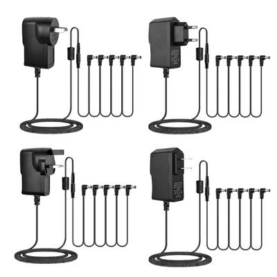 Guitar Pedal Power Adapter 9VDC1A Tip Negative 5 Way Daisys Chain Cables