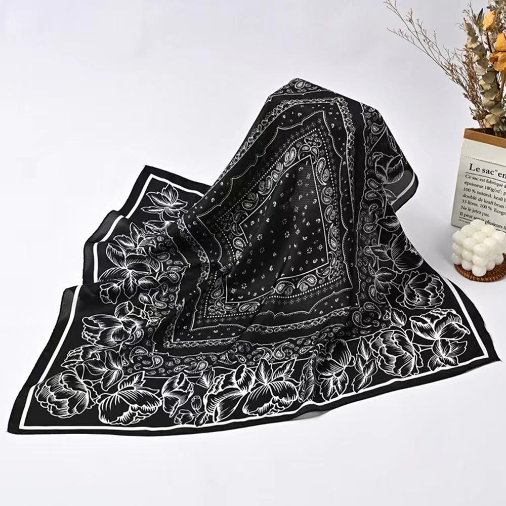 Summer Cashew Flower Silk Square Scarf - Women's Decorative Accessory, Children's Day Gift, FJ028