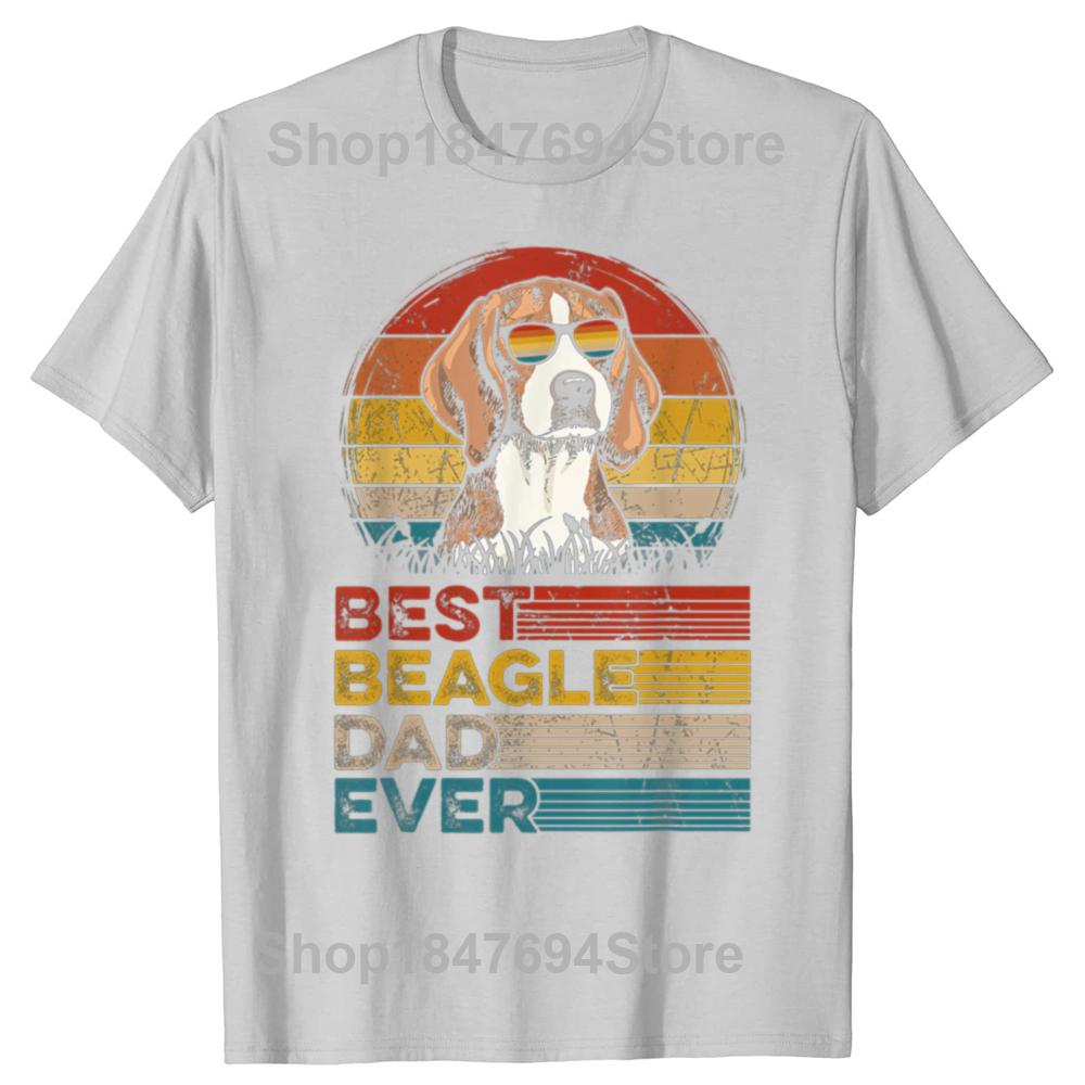 Funny Dog Vintage Best Beagle Dad Ever Fathers Day Puppy Dog Dad Tshirts Men Casual Tshirt 100 Cotton Loose Oversized T Shirt
