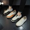 New Men Leather Casual Shoes Fashion Color Flat Skate Shoes Youth Lace-up Sneakers