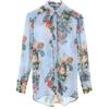 Floral Long Sleeve Shirt Blue Gray Women Used