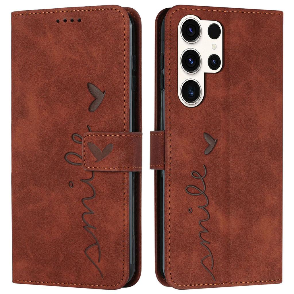 For Samsung Galaxy S25 Ultra Case Viewing Stand PU Leather Phone Cover Imprinted Pattern