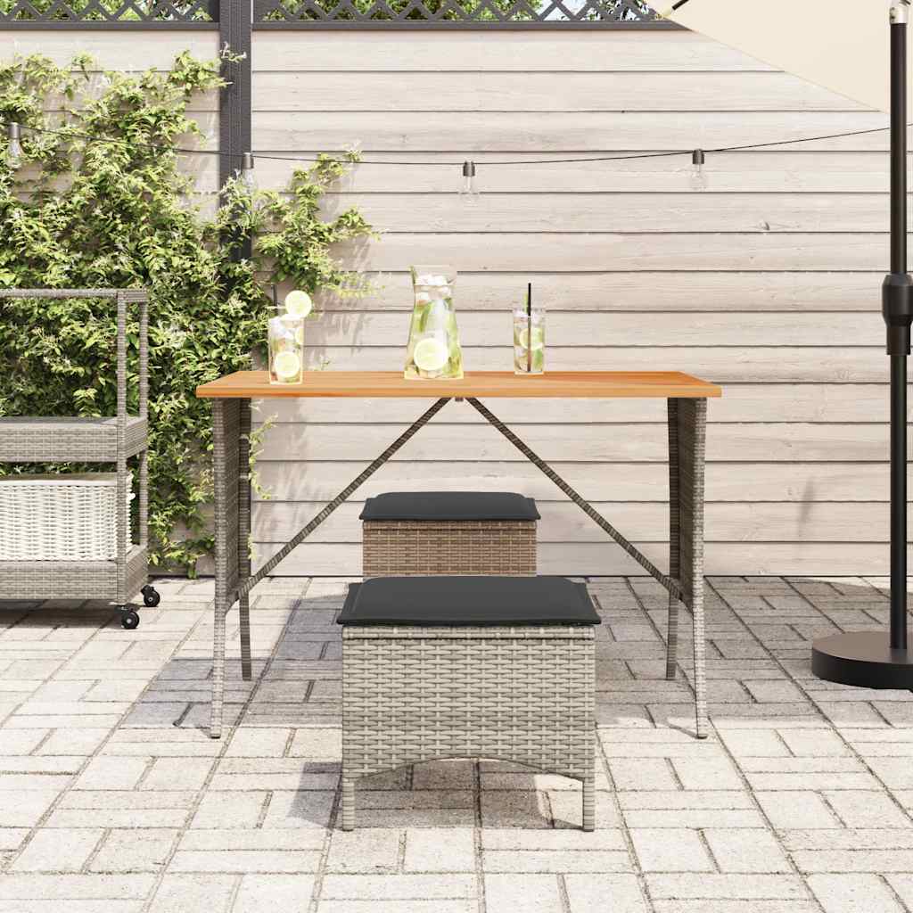 Garden Table with Acacia Wood Top Gray 105x75x72 cm Poly Rattan