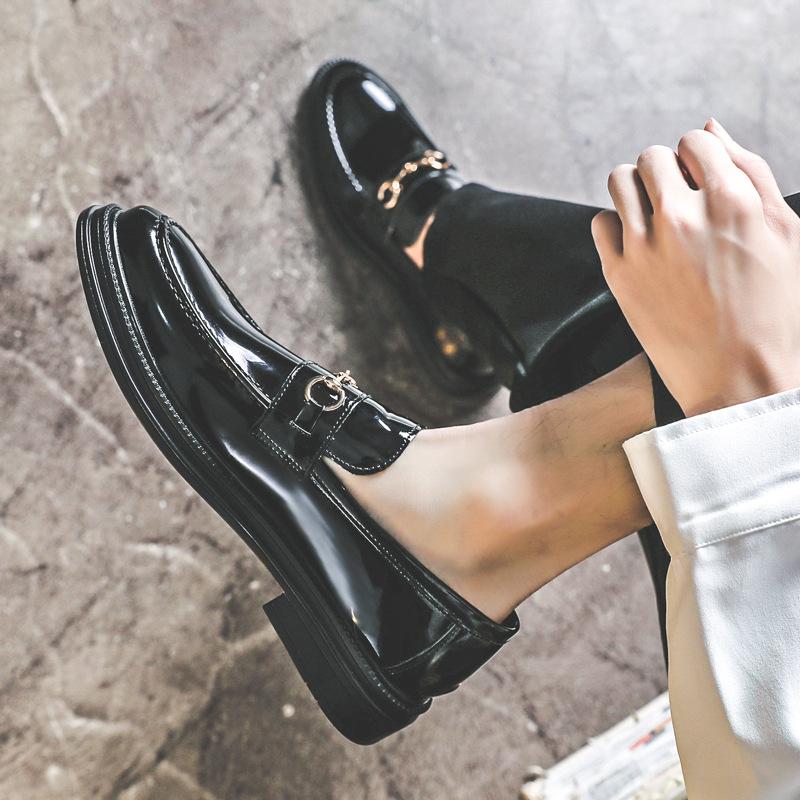 Spring New Men'S Casual Leather Shoes British Style Doudou Shoes Lazy One-Pedal Black Trendy Shoes 85136-J