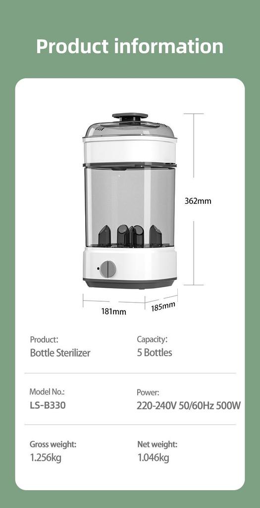 Whale Love 2-in-1 Baby Bottle Sterilizer & Dryer with Large Capacity