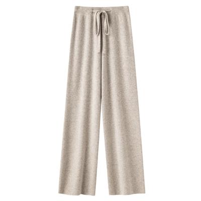 Autumn Winter Drawstring Vintage Straight Wide Leg Pants for Women Fashion Solid High Waist Loose Casual Trousers Women Simple Slim Lady Pants 2362