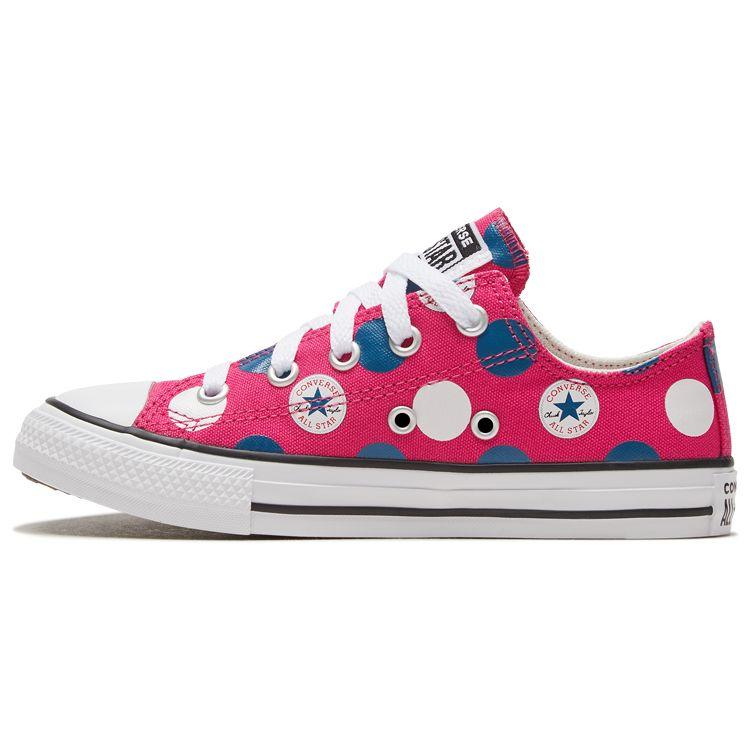 Converse Chuck Taylor All Star Low Top Kids Canvas Shoes Blue Pink Polka Dots Kids Sneakers 667598C