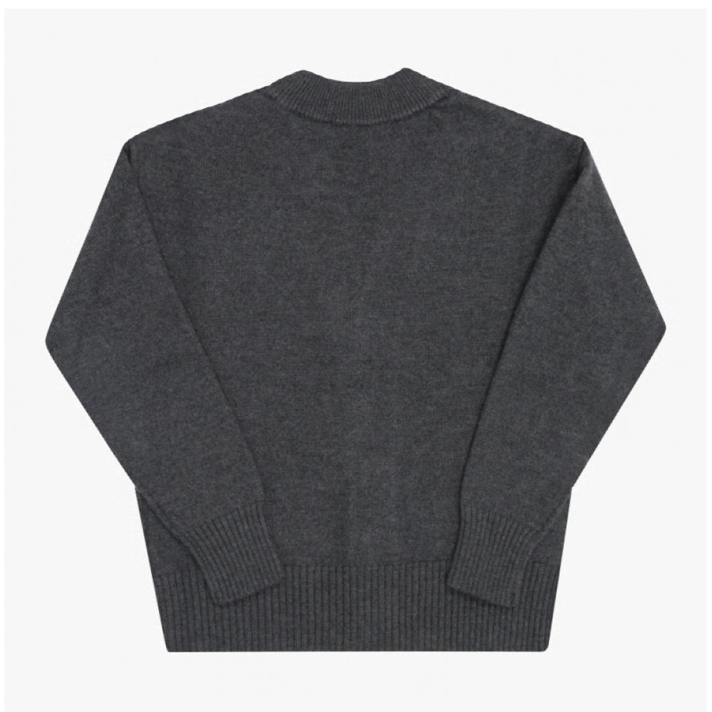 Ami Big Heart Logo Intarsia V Neck Cardigan Model  Ukc367 018 084