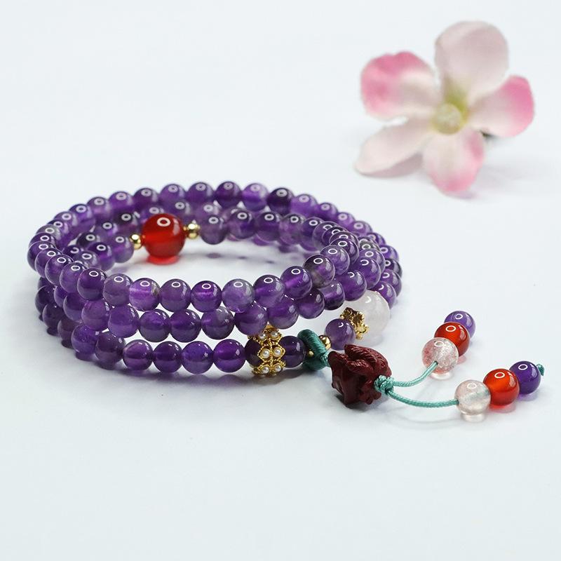 Juan Yu Amethyst Multi-layer Bracelet & Nine-Tailed Fox Necklace Set for Women