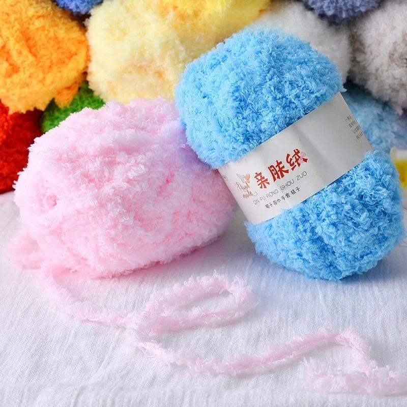 11g Velvet Yarn Plush Yarn For DIY Hand Knitting Crochet Crafts Bag Hat Doll Sweater Wool Soft Thin Colorful Coral Chenille Yarn