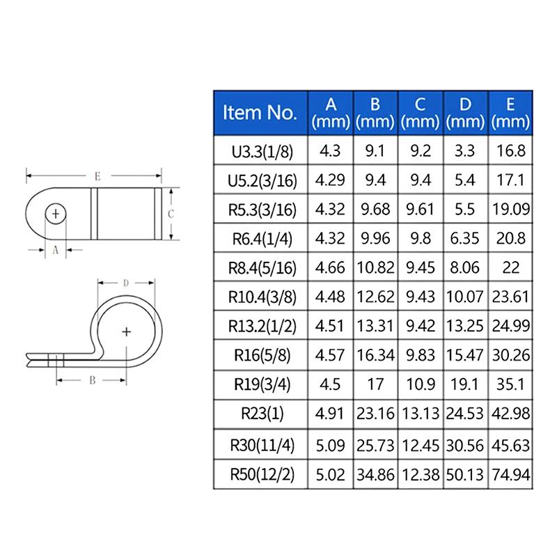 100Pcs/Pack U-Type R-Type Nylon Clamp Cable Clips Plastic Hose Fasteners Mount Fix Hardware Electrical Fitting Wire Management