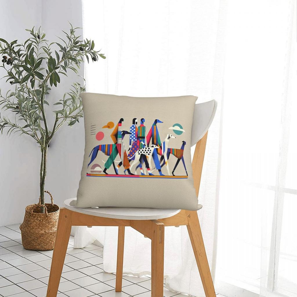 Greyhound Semaphore Whippet Sighthound Dog Square Pillowcase Pillow Cover Cushion Throw Pillow for Home Bedroom Car