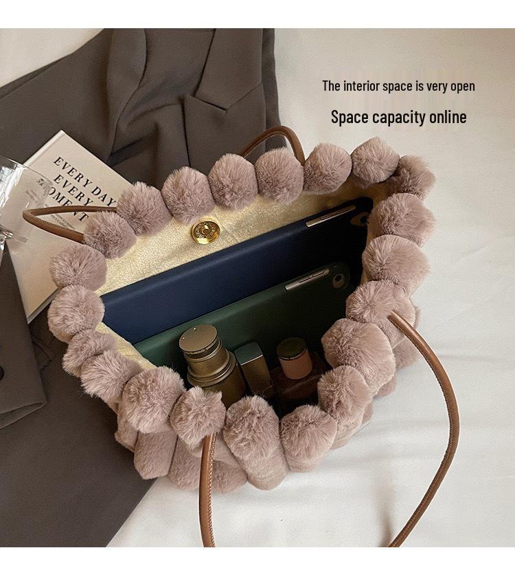Women's Large Capacity Furry Tote Bag - Versatile Cross-Border Commuter Handbag