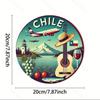 Vintage Chilean Travel Poster Round 8x8 Inch Metal Wall Art Durable Aluminum Sign Gift for Home Office Bar Cafe Indoor Outdoor Decor