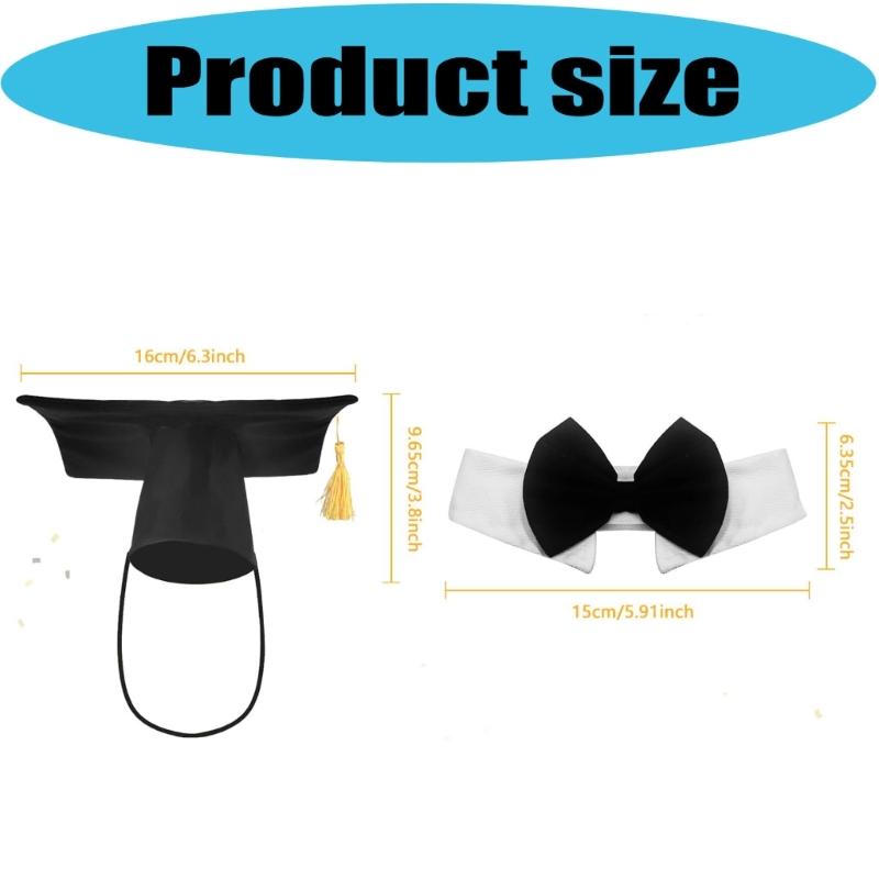User Friendly Efficient Graduation Accessories Black Cap and Bowtie Set Sustainable Party Decorations Polyester Materials