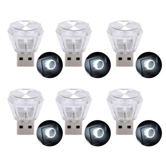 6 sztuk USB oświetlenie otoczenia samochodu przenośne oświetlenie kolorowe o wysokiej jasności Mini Auto lampa LED nastrojowa akcesoria samochodowe do użytku domowego
