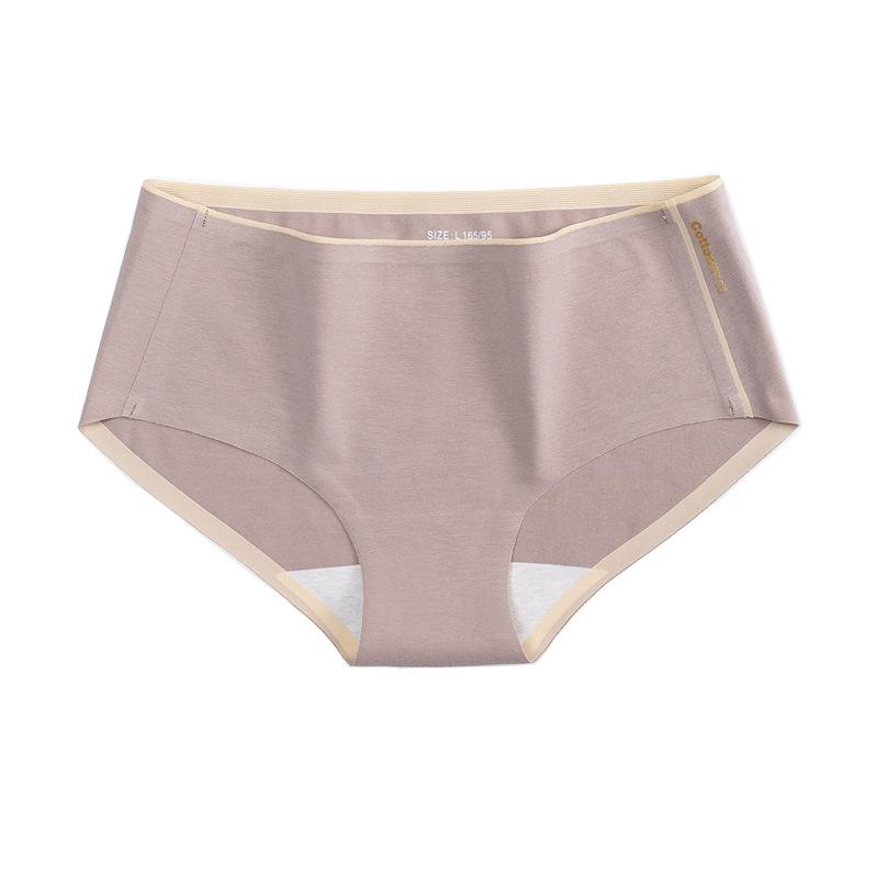

Женские хлопковые трусы средней посадки с антибактериальным эффектом, бесшовные, милые, однотонные трусики-треугольники XL светло-коричневого