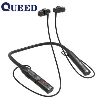 QUEED Private Mold Neckband Bluetooth Headphones, Multi-functional Display, Radio, Card-inserting, Wireless Sports, Long Battery Life