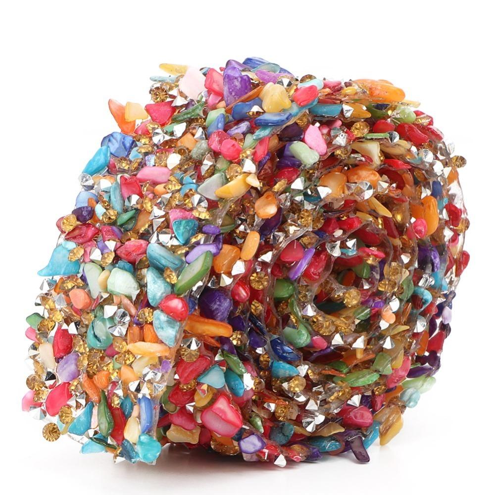 1pcs Hotfix Rhinestone Trim Colorful Crystal Beaded Embellishment Chain DIY Crafts