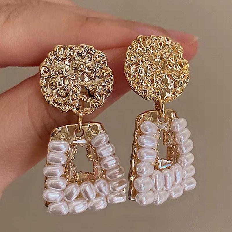 Silver Needle Pearl Flower Tassel Earrings - Women's Trendy All-Match Jewelry