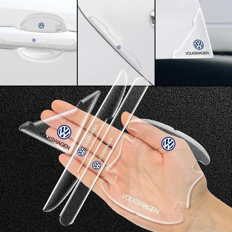 4PCS Transparent Car Door Handle Sticker For VW GTI Atlas Jetta Touareg Variant Golf Polo Taos Passat Decoration Protector Film 3TGDS