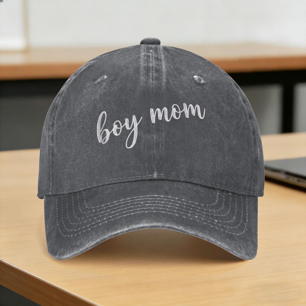 Boy Mom Script Coverup For Mom Sun Baseball Cap Y2K Cool Women Men Washed Trucker Hat Hunting Camping Baseball Caps
