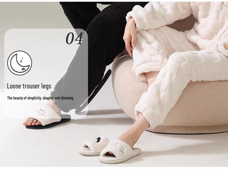 Couples' Coral Fleece Pajamas Set - Thickened Flannel for Autumn/Winter