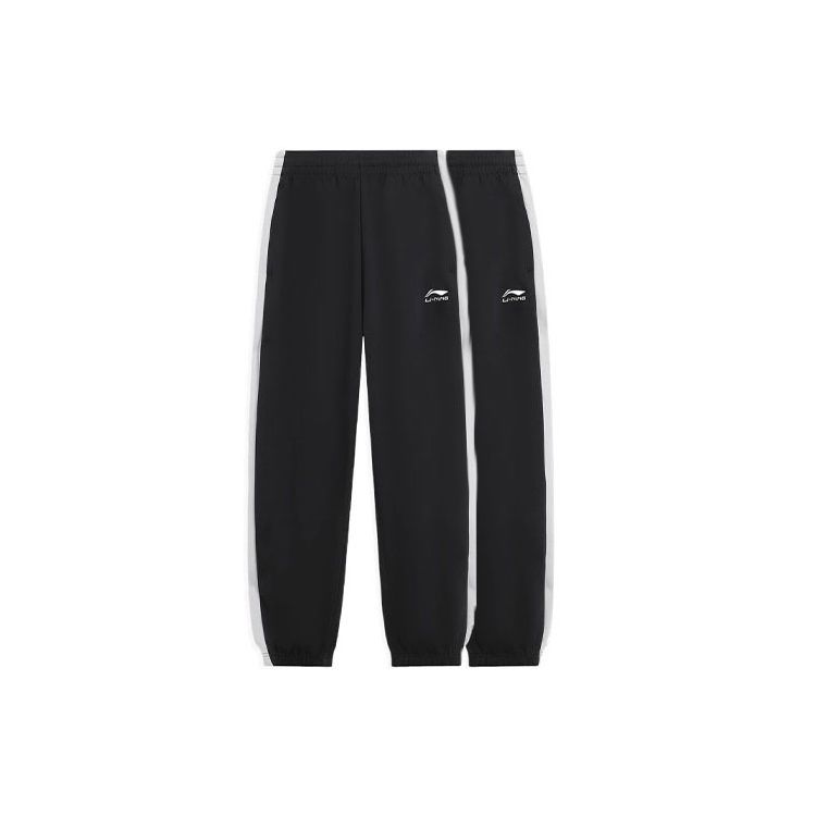 Li-Ning Color Block Button Knit Sports Pants Men Bottoms Black AKLS481-2