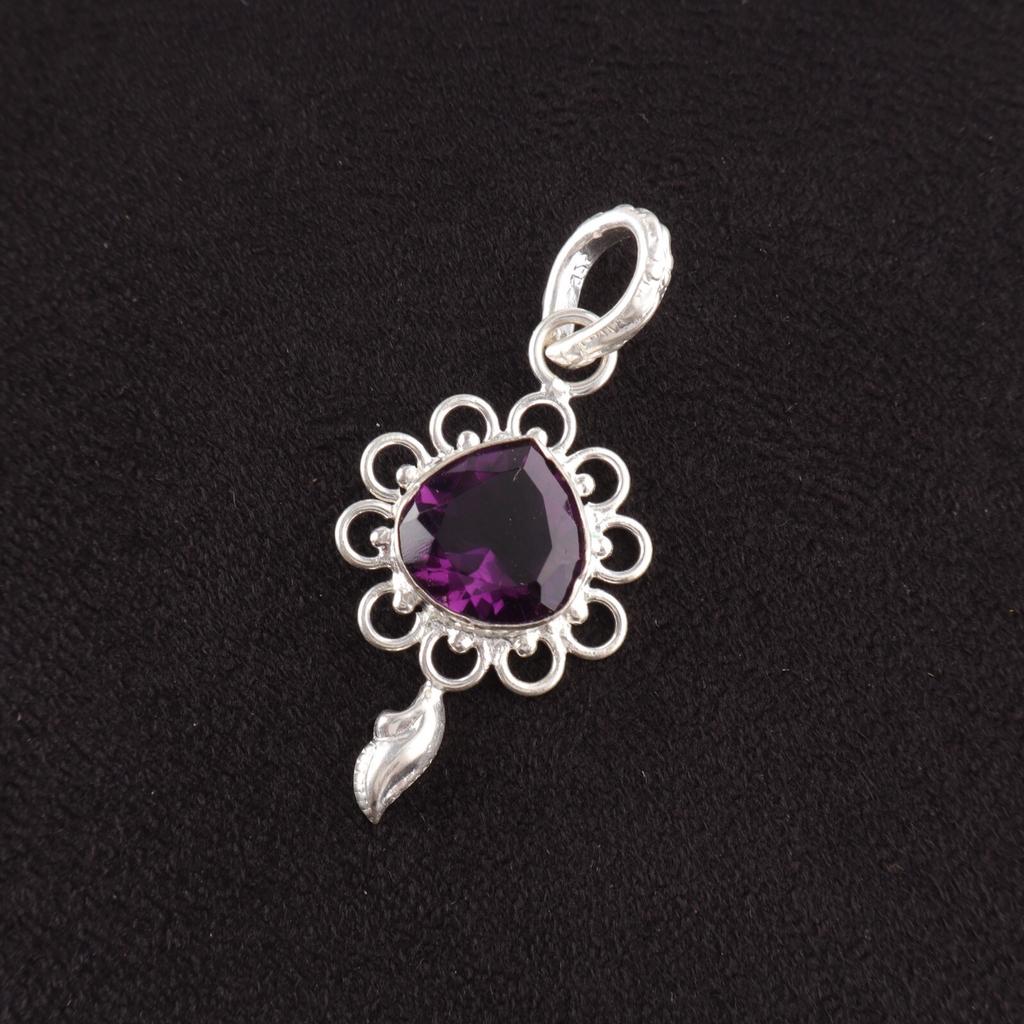 Natural African Amethyst Daughter Gift February Pendant Jewelry Sterling Silver PP-4-1