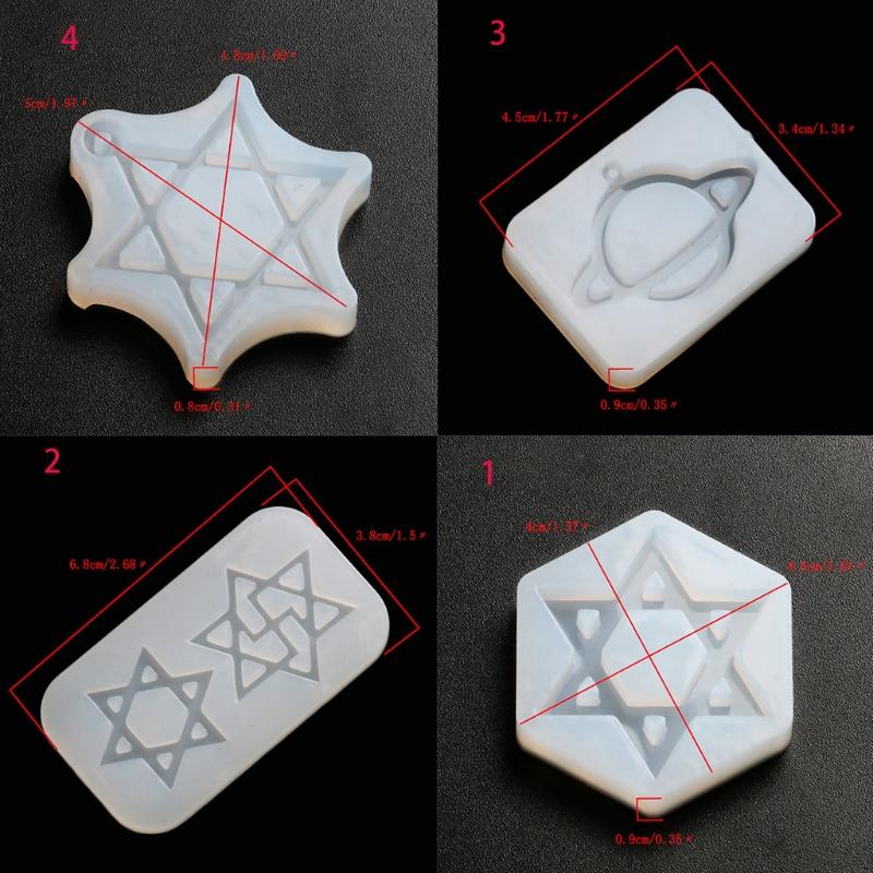 Shiny Glossy Six-pointed Star/Little Planet Keychain Silicone Epoxy Resin Mold DIY Pendant Jewelry for Halloween Gift