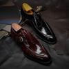 Men's shoes new fall leather shoes Men's Monk shoes square toe shoes men's buckle business wedding shoes D440