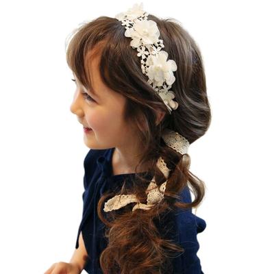 DFsucces Perlová květinová čelenka, Čelenka, Květinová koruna, Krajková vlasová ozdoba, Stylová, Formální, Kostým na tanec (Bílý)
