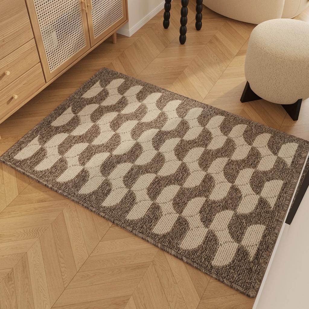 Entrance Carpet Anti-slip Waterproof Wear-resistant Floor Mat Retro Geometric Lines Rug Living Room Home Decoration Door Mats