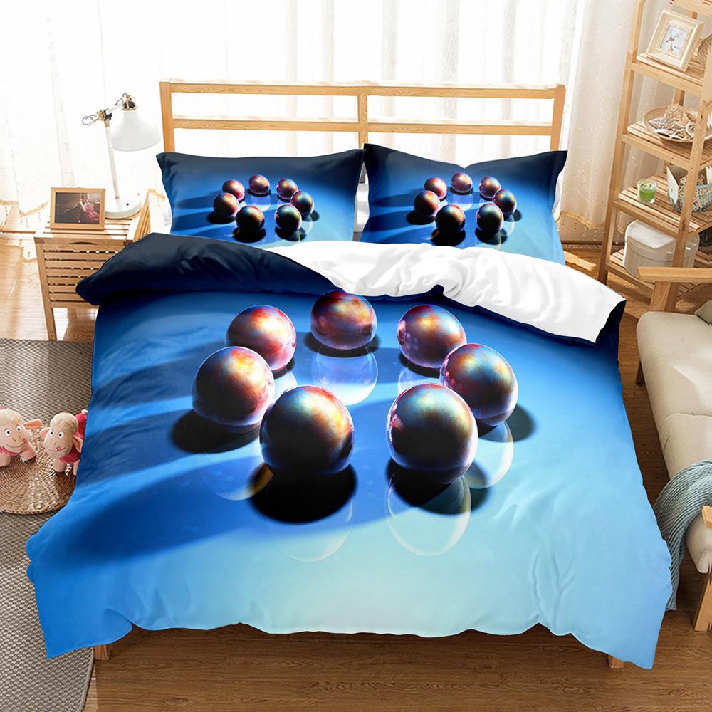 Zestaw poszwy na kołdrę z szklaną kulą rozmiar King Queen drukowany 3D kolorowy szklana kula niebieski zielony pomarańczowy dla chłopców dziewcząt poliestrowy zestaw pościeli