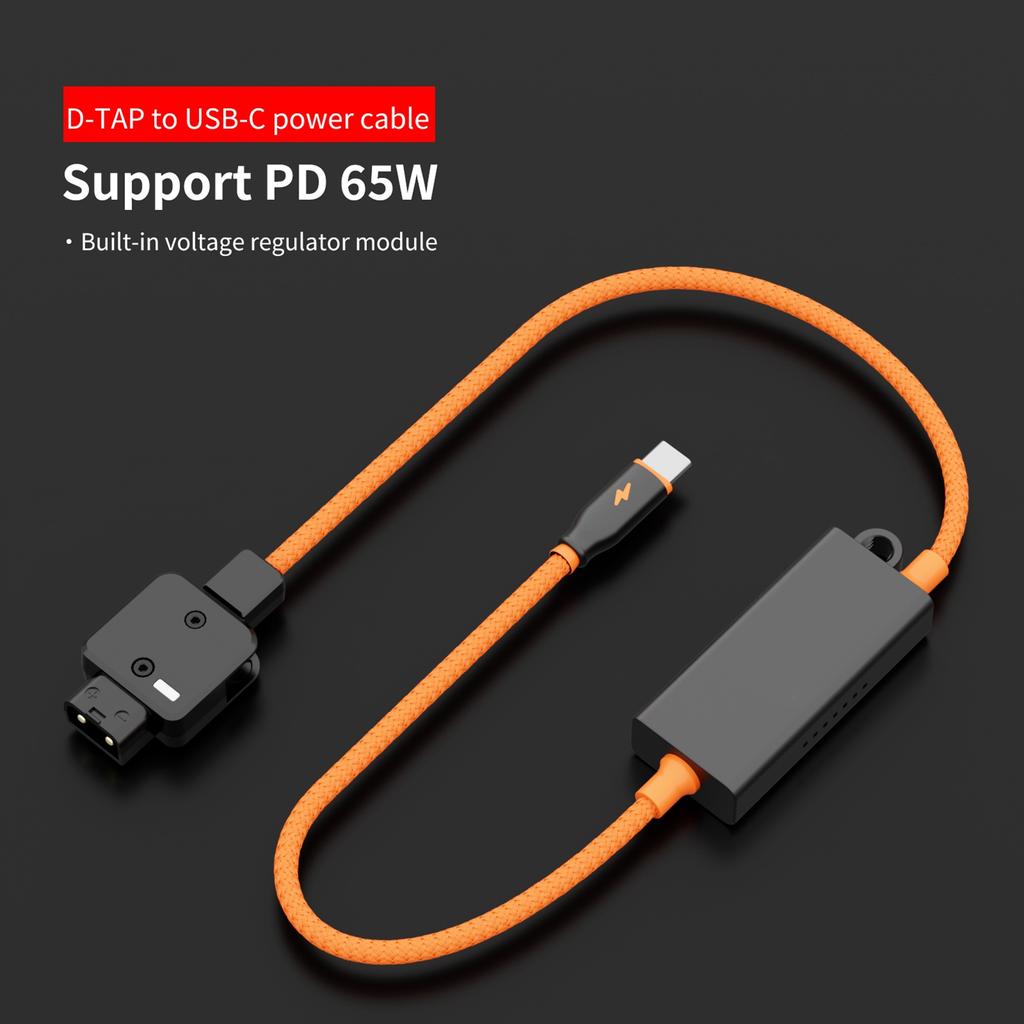 DTAP To USB C Braided Power Cable 65W PD Fast Charge for V Mount Battery Camera Phone