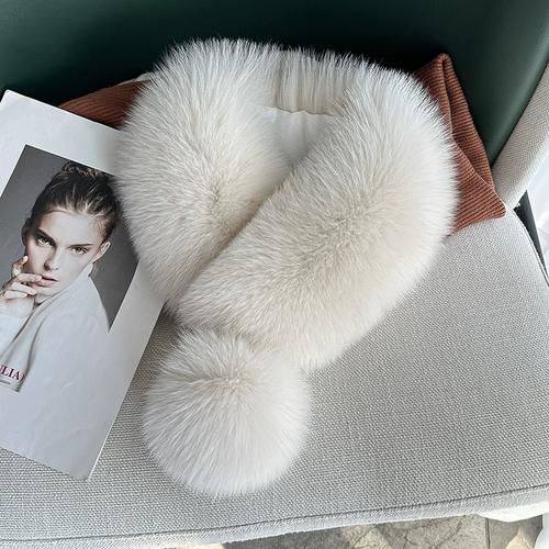New Product Luxury, Good Quality, Exquisite Fox Hair Wide Version Suction Buckle Scarf, Fur Scarf, Big Ball Warm Scarf