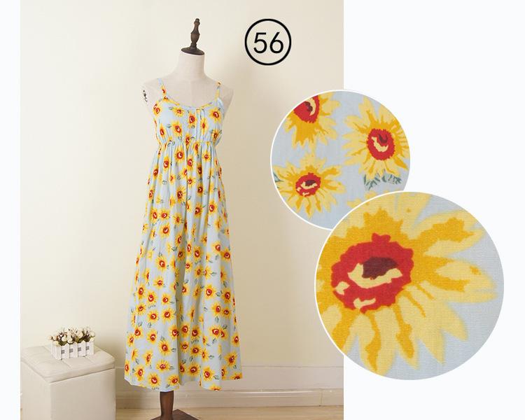 Johnature Summer Spaghetti Strap Sexy Loose Bohemia Beach Vacation Long Dresses Women High Waist Casual Dress