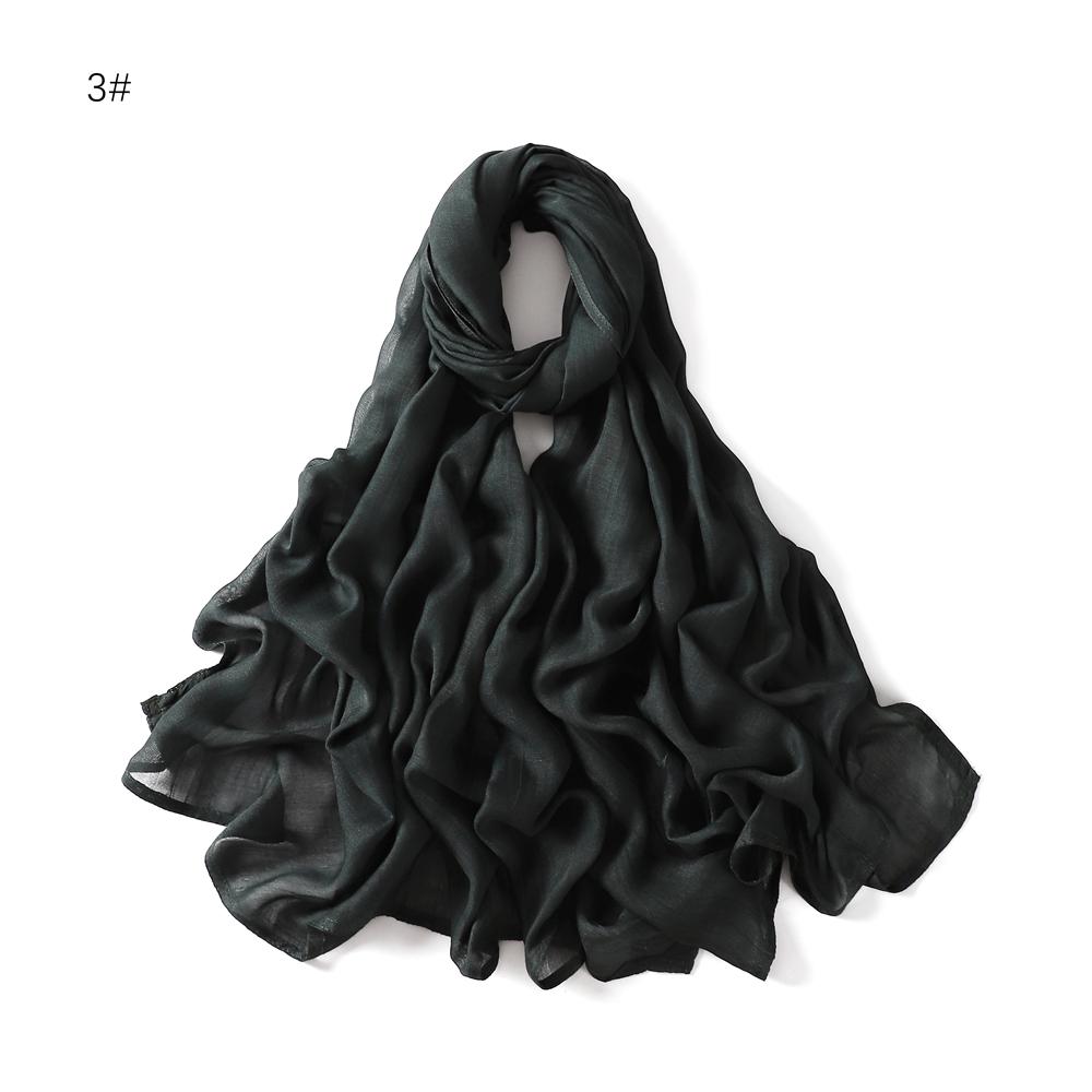100% Viscose Double Stitches Edge Scarf Hijab Femme Solid Color Long Shawl Muslim Foulard Headscarf Pashmina